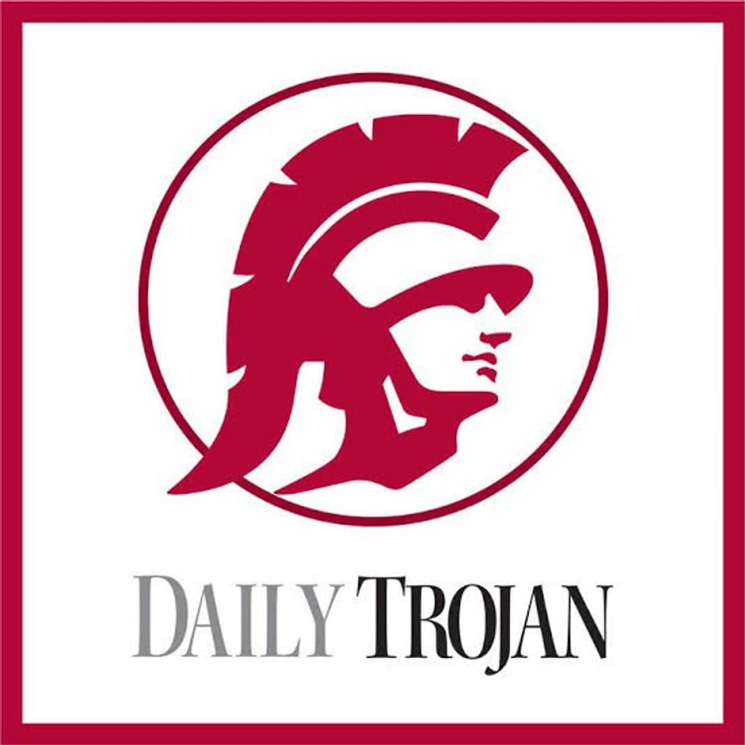The Daily Trojan logo: a cardinal Trojan warrior in profile inside a circle, above the words Daily Trojan, in a cardinal square frame